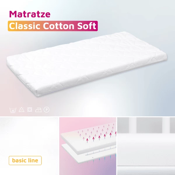 Babybay Capazo Midi Blanco Con Colchón Calssic Cotton Soft - Imagen 3