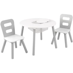 KidKraft® Mesa Redonda Con Dos Sillas Blanco / Gris