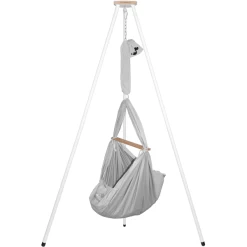 SCHMUSEWOLKE Cuna Colgante Baby Bio Gris Con Tipi Blanco